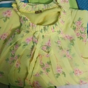 A flowing beautiful Yellow Color western dress