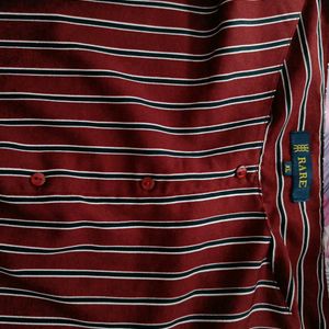 Boat Neck Maroon Striped Designer Top