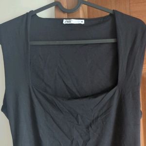 Zara Polyamide Square Neck Black Bodysuit MRP 1500