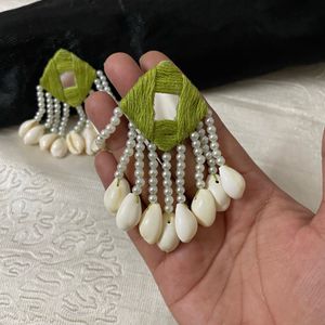 Thread Mirror Navratri Earrings