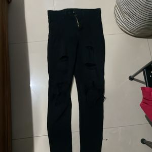 h&m emo/goth black ripped jeans