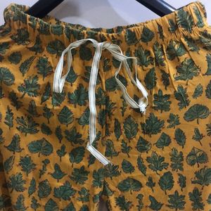 Mustard Yellow Leaves Pattern Pajama Pant