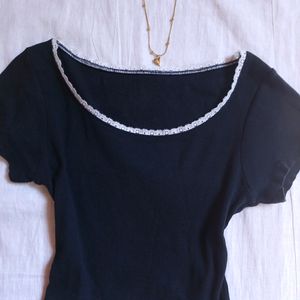 Dark Coquette Lace Trimmed Top Pinteresty Cute