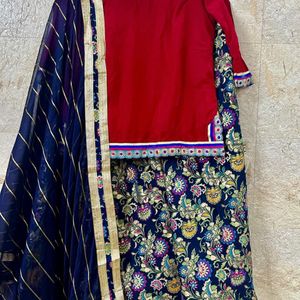 Velet Lehnga Choli Set With Dupatta