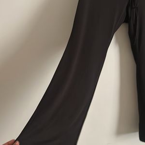 Black Flare Pants With Waist Tie Up