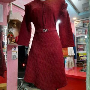 One Piece Maroon Dress