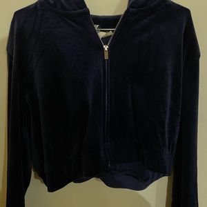 H&M cropped velour hoodie