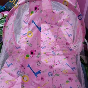 Baby Mattress With Attach Mosquito Net And Pillow