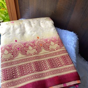 Brand New Banarasi Silk Saree With Blouse Piece