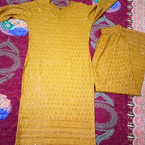 Mustard Kurti with Plazo