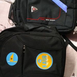 Combo Of 2 Black Big School And Laptop Bags