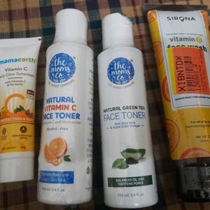 Mamaearth Sunscreen +Moms Co Toners + Sirona Facew