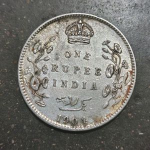 1904 One Rupee Silver Coin