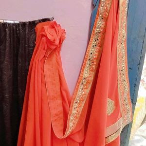 Heavy Mirror Work Border Saree