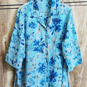 Blue Floral Shirt Size-44-46