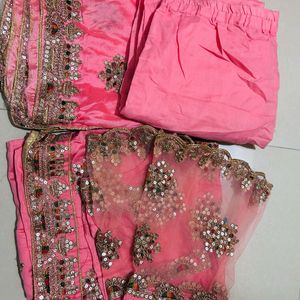 Coral Pink Gota Patti Kurta Pant & dupatta