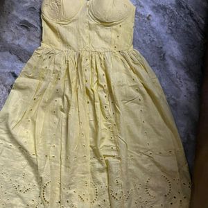 Yellow Padded A LINE DRESS