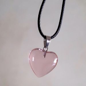 Transparent Pink Heart Jelly Pendant With Chord