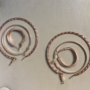 Set Of 3 Earrings Rose Gold