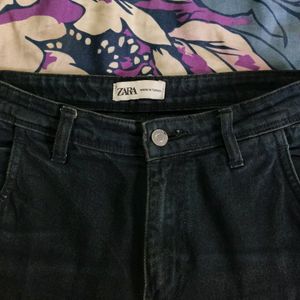 Zara Black Faded Cargo Jeans