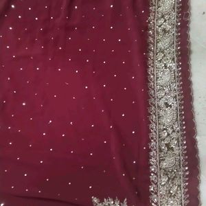 Maroon Colour Zardozi Saree ✨🔥