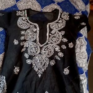 Black Chikankari Kurti