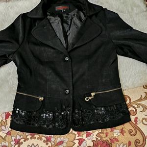 Black Bow Sequin Blazer