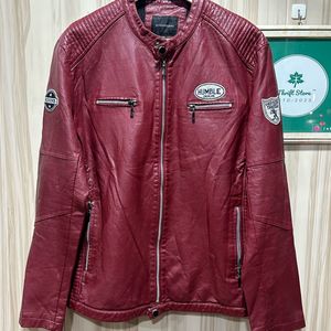 Biker PU Leather Maroon Jacket