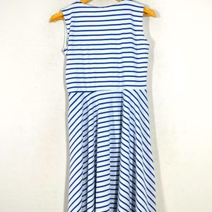 White With Blue Striped Dresses (Women's)