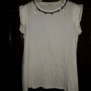 BEADED white Top