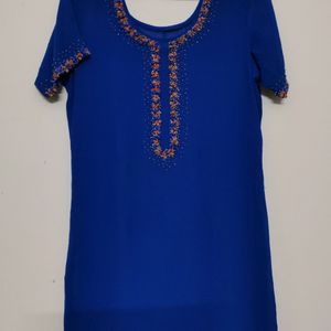 Blue Georgette Embroidery Kurta