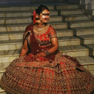 Designer Maroon Medium Sized Bridal Lehenga