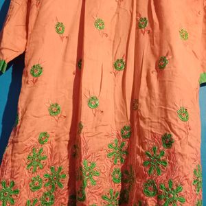 Knotted Kurti with Pink Face Colour And Green