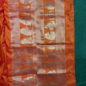 Orange Sari With Blouse