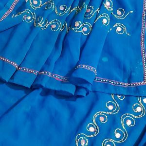 Sequence Blue Saree With Blouse