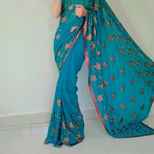 Beautiful Heavy Worked Saree