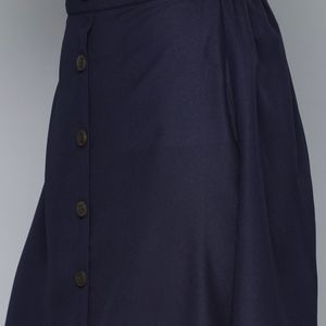 HERE&NOW Women Navy Blue Solid-A-Line Skirt