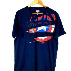 Navy Blue Printed T-Shirt For Men's