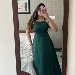 Floor Length Green Backless Dress