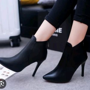 Leather Black High Heel Boot