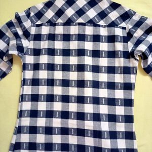 Boys Checkered Blue White Shirt