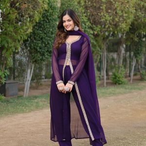 AC 464 Purple 🟣 Pant Top Shrug Dupatta