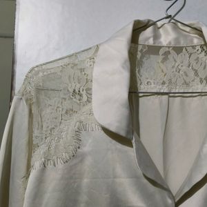 Vera Wang white satin shirt