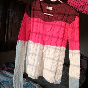 Tricolour Crochet Sweatshirt