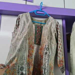 Beautiful Chinnon Dress With Chiffon Dupatta