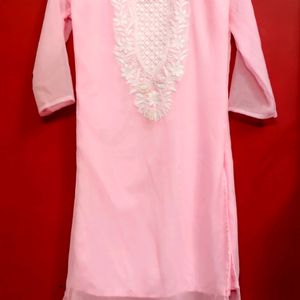 Baby Pink Chikankari Kurti