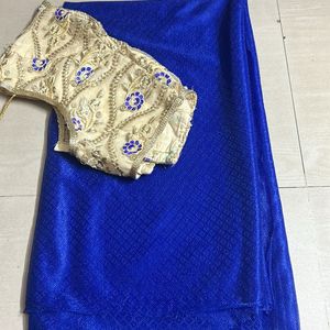 Net Saree With Blouse 32 Size