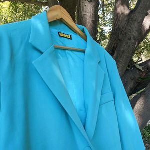 TURQUOISE BLUE OVERSIZED BLAZER