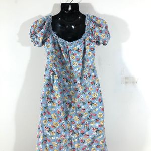 Blue Printed Dress(Women’s)