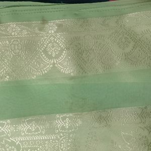 silver thread zari saree